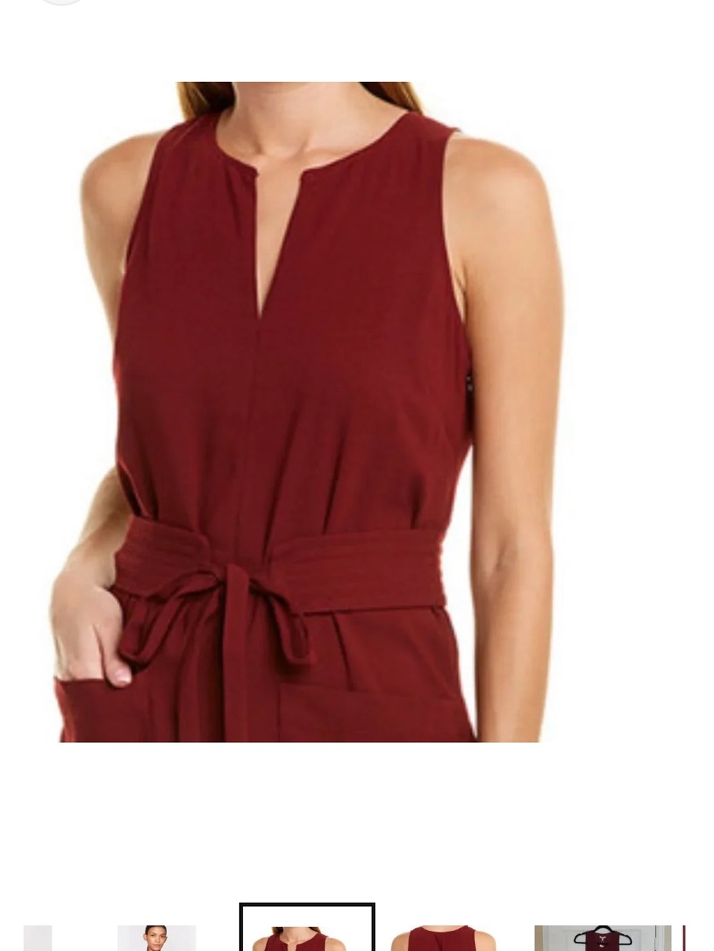 Joie Sleeveless Tie-Waist Mini Dress in Burgundy M